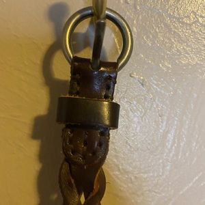 Dark Brown Thin Braided Leather Belt